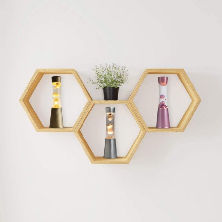 Lampada Lava Lamp 30cm XL1762 con Base Bronzo e Magma Oro Design Moderno