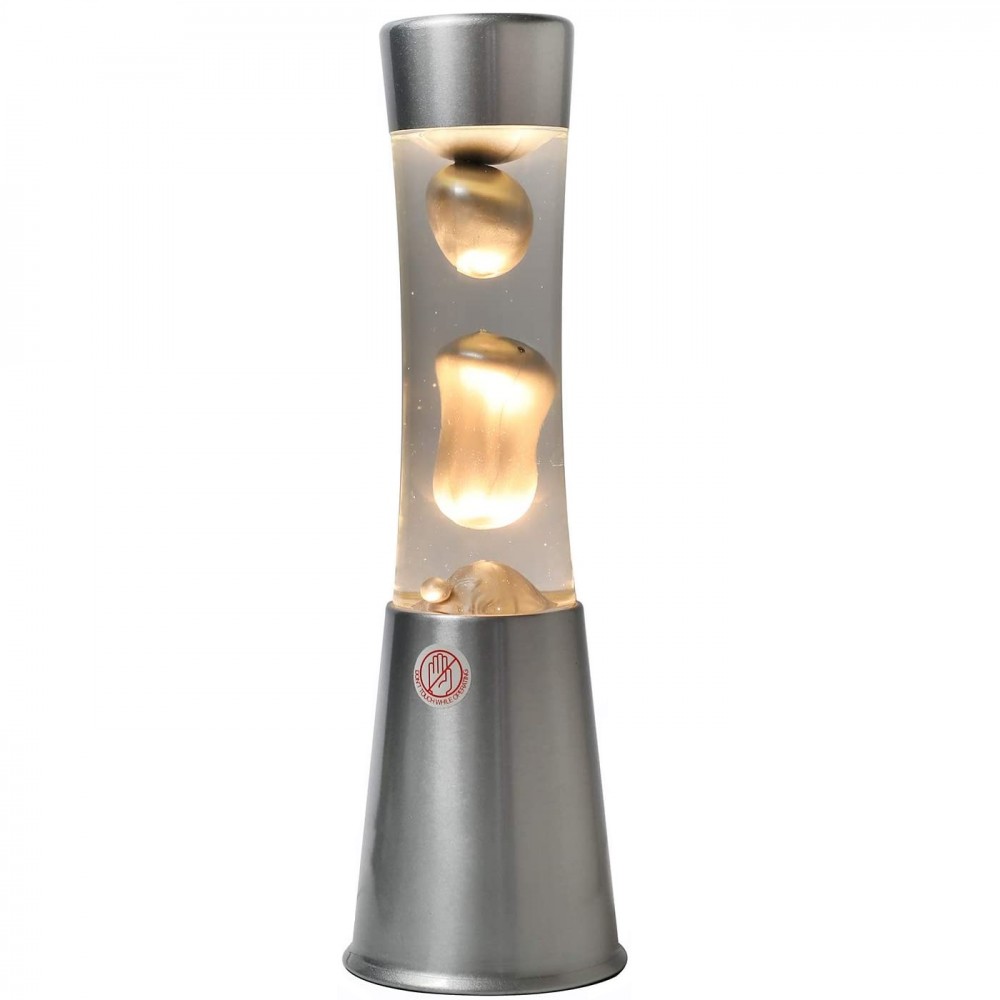 Lampada Lava Lamp 30cm XL1763 Base Lucida Silver e Magma Oro Design Moderno