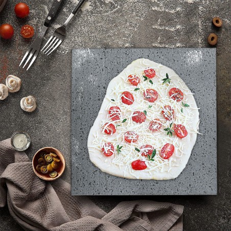 Kit per Pizza in Pietra Lavica 100% Naturale 35x35cm Cottura in 5 Minuti
