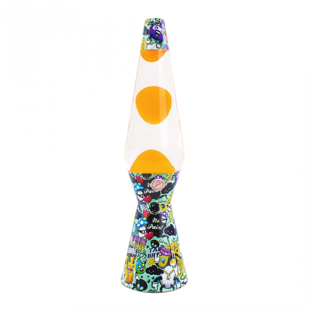 Lampada Lava Lamp 40cm XL1774 Fantasia Graffiti e Magma Giallo Design Moderno