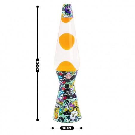 Lampada Lava Lamp 40cm XL1774 Fantasia Graffiti e Magma Giallo Design Moderno
