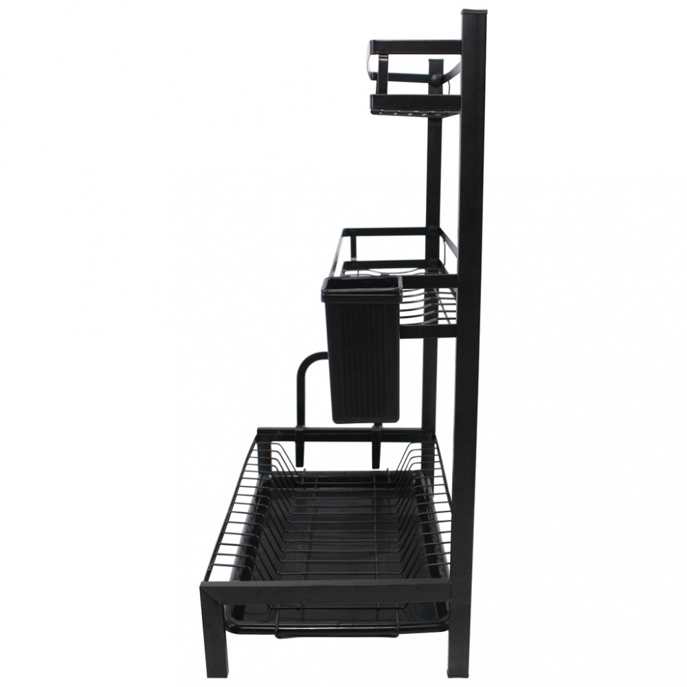 Scolapiatti in Acciaio Nero 3 Piani MJ-6014 con...