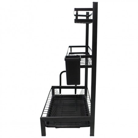 Scolapiatti in Acciaio Nero 3 Piani MJ-6014 con Vassoio Antigoccia Removibile ​