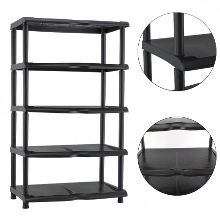 Scarpiera Scaffale KIPIT con 5 Ripiani 259950 in Plastica Nera 80x30x48H Cm