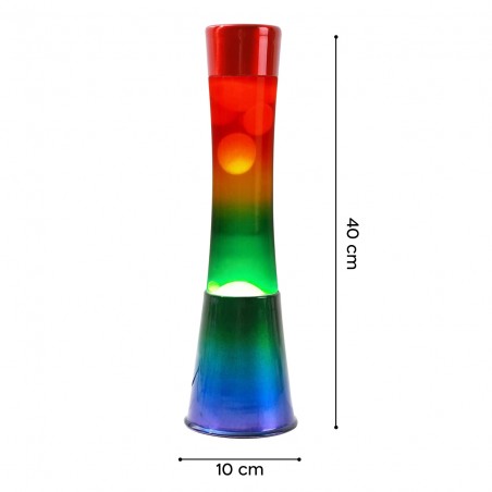 Lampada Lava Lamp 40cm XL1782 Base Rainbow e Magma Multicolore Design Moderno