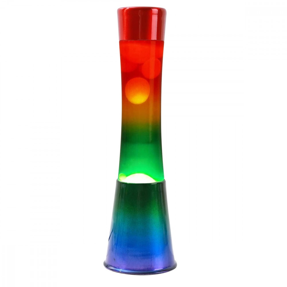 Lampada Lava Lamp 40cm XL1782 Base Rainbow e Magma Multicolore Design Moderno