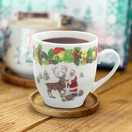 Set di 6 Tazzine da Caffè 049465 in Ceramica con Babbo Natale e Renna