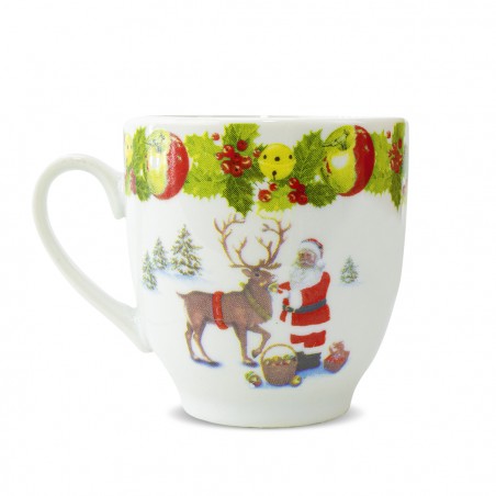 Set di 6 Tazzine da Caffè 049465 in Ceramica con Babbo Natale e Renna