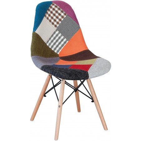 Set di 4 Sedie Fantasy in tessuto Patchwork 48x54x85cm con gambe in legno