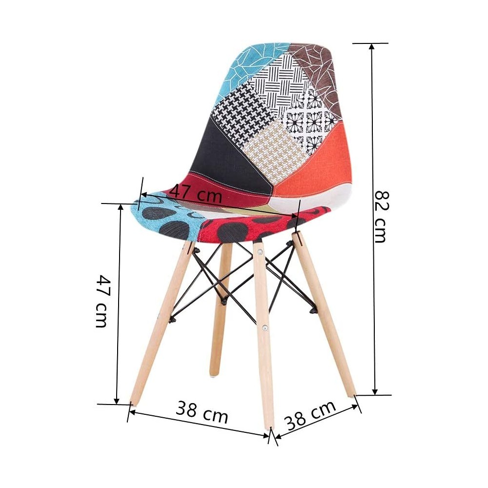 Set di 4 Sedie Fantasy in tessuto Patchwork...