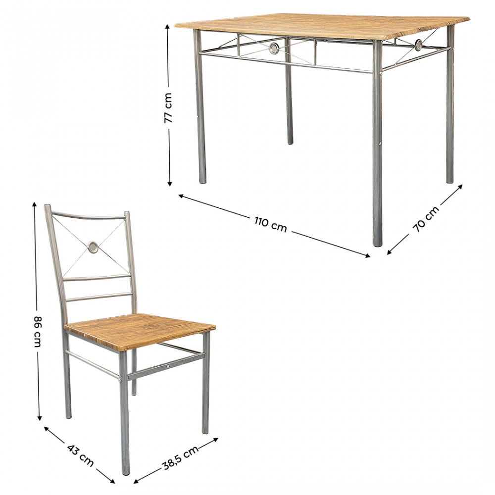 Set Tavolo Rettangolare e 4 Sedie ALDO in MDF...