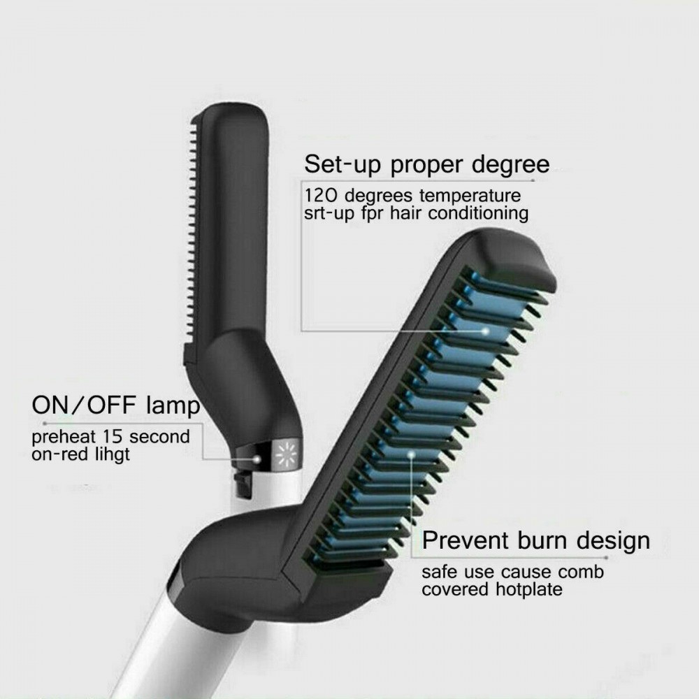 Piastra Spazzola 2 in 1 per Barba e Capelli...