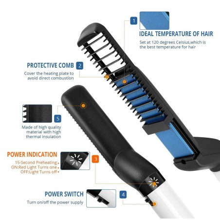 Piastra Spazzola 2 in 1 per Barba e Capelli 478962 Modelling Comb Districa Barba