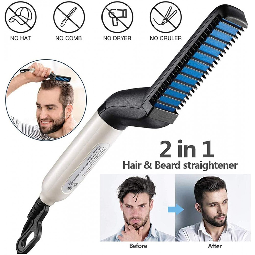 Piastra Spazzola 2 in 1 per Barba e Capelli...