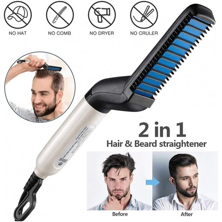 Piastra Spazzola 2 in 1 per Barba e Capelli 478962 Modelling Comb Districa Barba