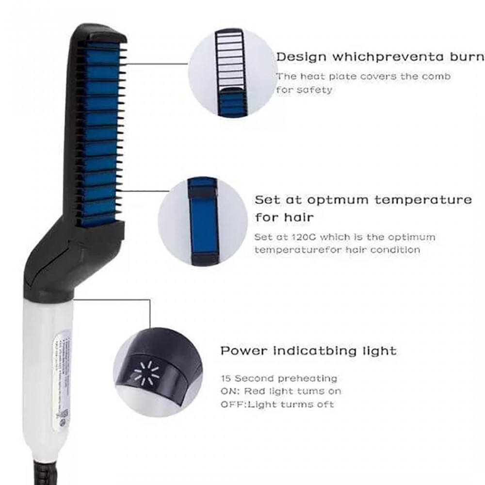 Piastra Spazzola 2 in 1 per Barba e Capelli...