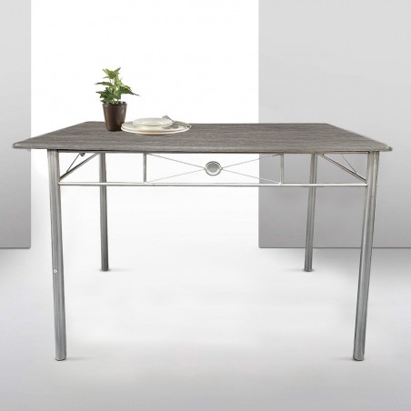 Set Tavolo Rettangolare E 4 Sedie ALDO In MDF Legno Grigio E Metallo 536063