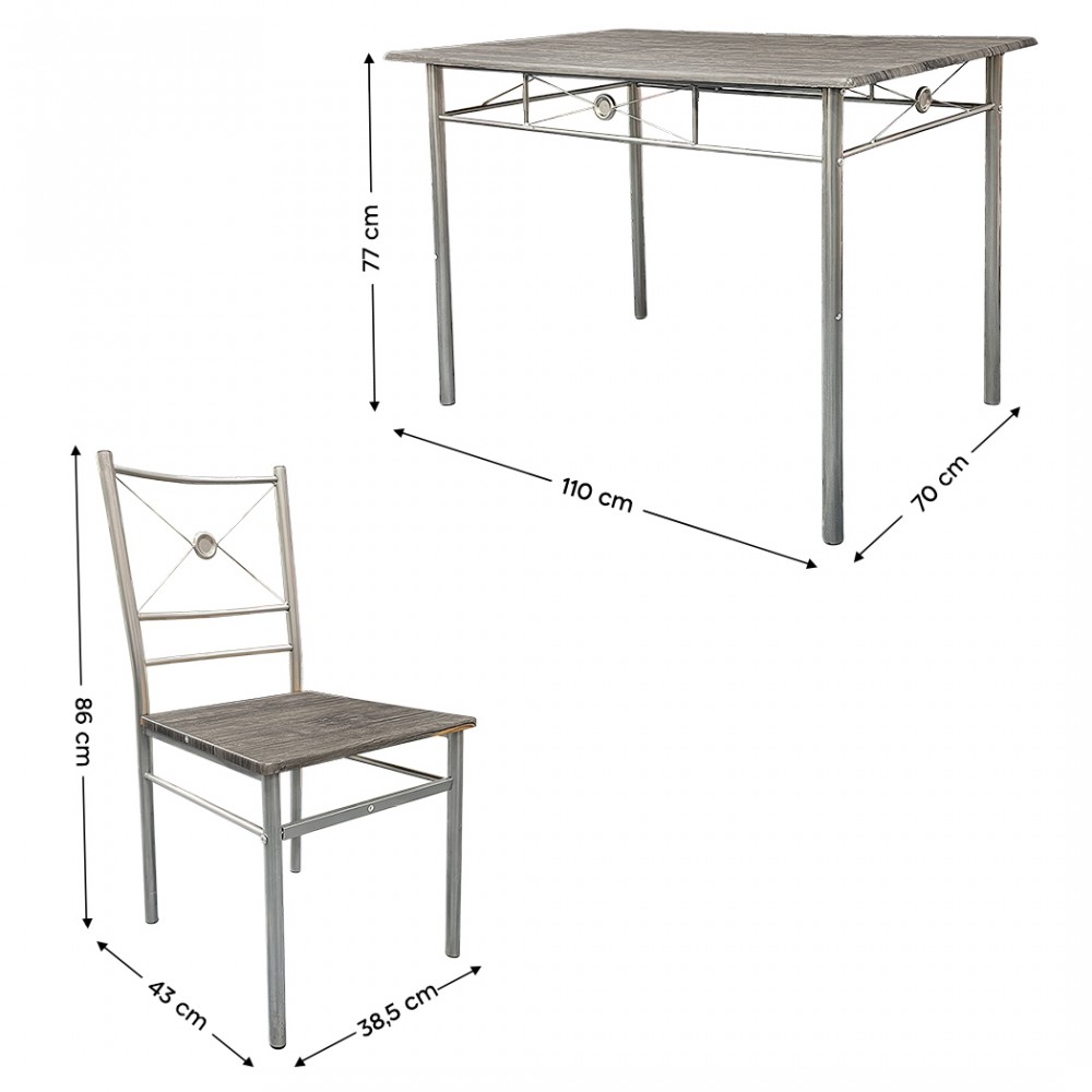 Set Tavolo Rettangolare E 4 Sedie ALDO In MDF...
