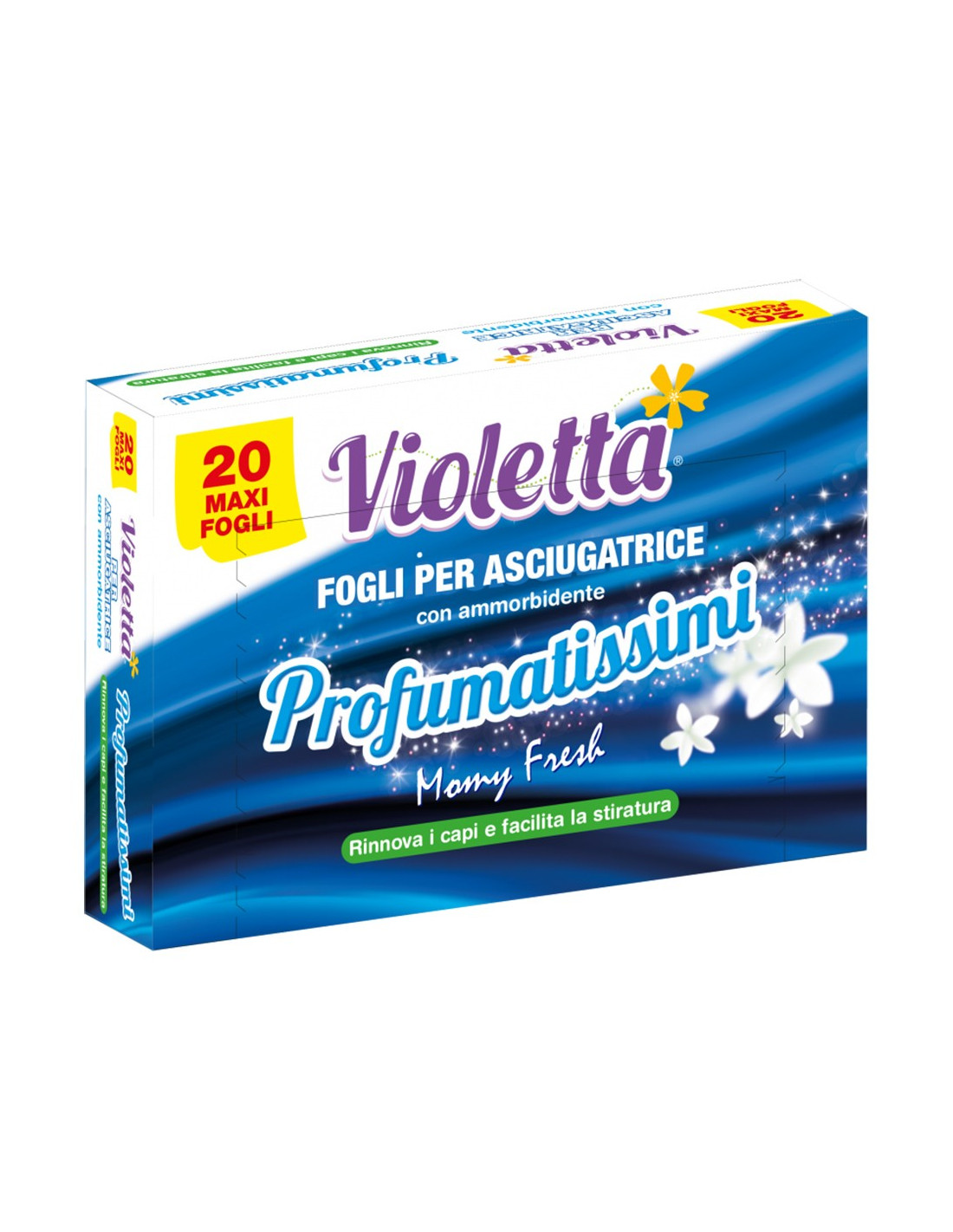 Pack 20 Maxi Fogli Violetta Profumatissimi con Ammorbidente per Asciugatrice