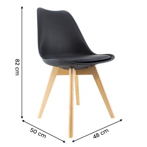 Sedia da Pranzo TULIP Piedi in Legno e Morbida Seduta 48x50x82H Design Nordico