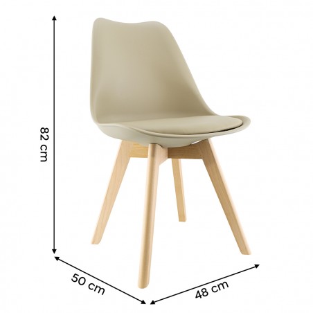 Sedia da Pranzo TULIP Piedi in Legno e Morbida Seduta 48x50x82H Design Nordico