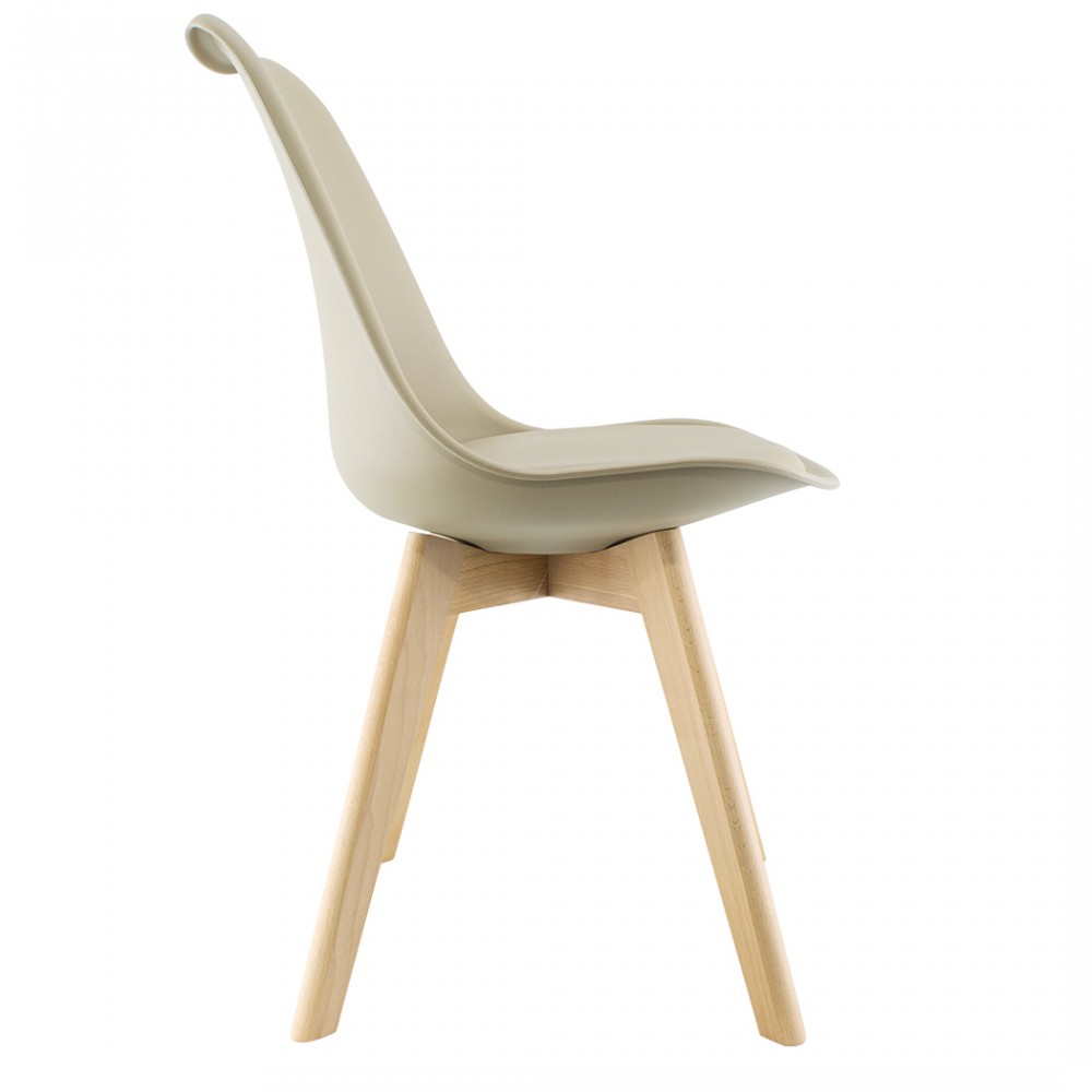 Sedia da Pranzo TULIP Piedi in Legno e Morbida...