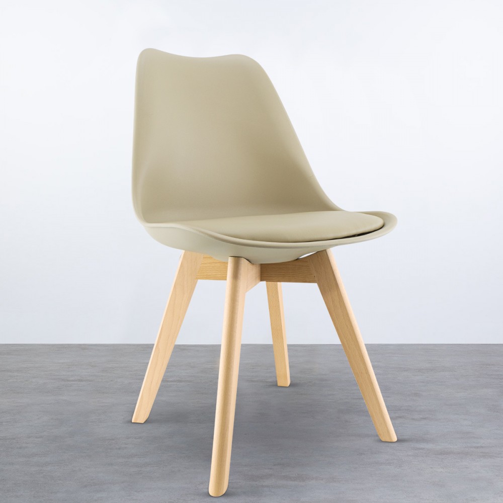 Sedia da Pranzo TULIP Piedi in Legno e Morbida...