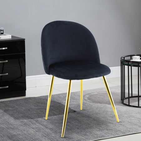 Sedia da Soggiorno SHELBY 50x45x80H cm Poltrona Vintage Velluto e Piedi Oro