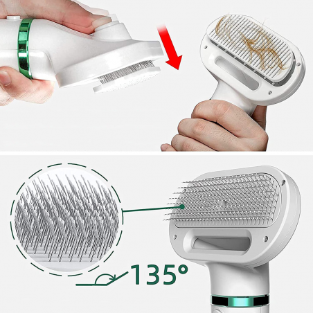 Spazzola 2 in 1 Asciuga Pelo per Animali Domestici 412521 Ergonomica Regolabile