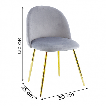 4 Pz Sedia da Soggiorno SHELBY 50x45x80H cm Poltrona Vintage Velluto e Piedi Oro