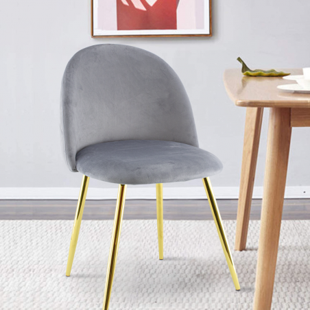 4 Pz Sedia da Soggiorno SHELBY 50x45x80H cm Poltrona Vintage Velluto e Piedi Oro