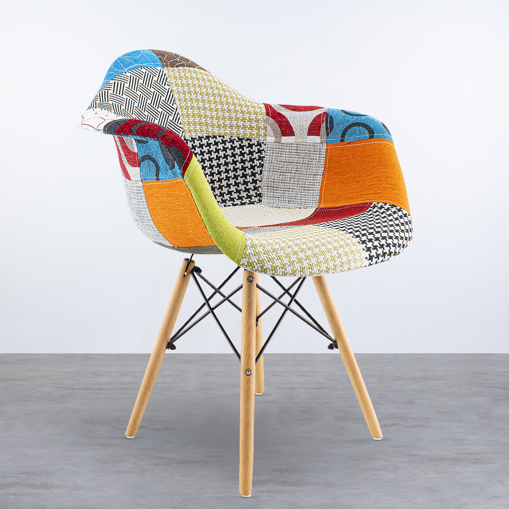 Sedia Poltrona EIFFEL in Tessuto Patchwork con...