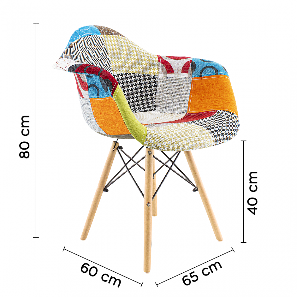 Sedia Poltrona EIFFEL in Tessuto Patchwork con...