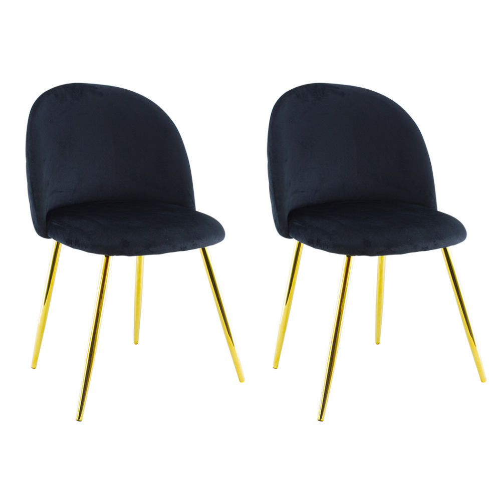 2 Pz Sedia da Soggiorno SHELBY 50x45x80H cm Poltrona Vintage Velluto e Piedi Oro