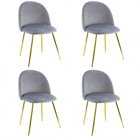4 Pz Sedia da Soggiorno SHELBY 50x45x80H cm Poltrona Vintage Velluto e Piedi Oro