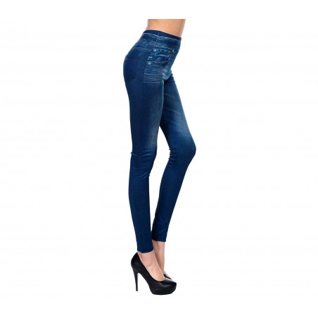 Leggings GIADA effetto denim modello slim fit modellante in due colori felpato