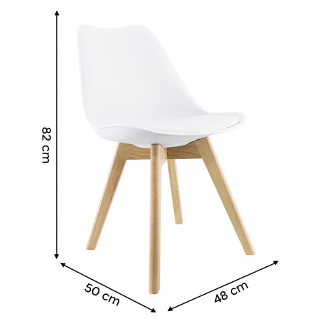 2 Pz Sedia Da Pranzo TULIP Piedi In Legno E Morbida Seduta 48x50x82H cm