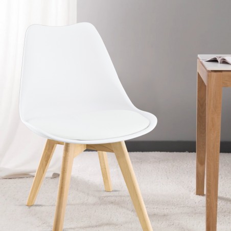 2 Pz Sedia Da Pranzo TULIP Piedi In Legno E Morbida Seduta 48x50x82H cm