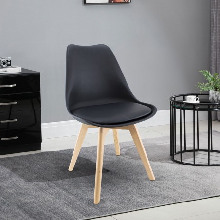 4 Pz Sedia Da Pranzo TULIP Piedi In Legno E Morbida Seduta 48x50x82H cm