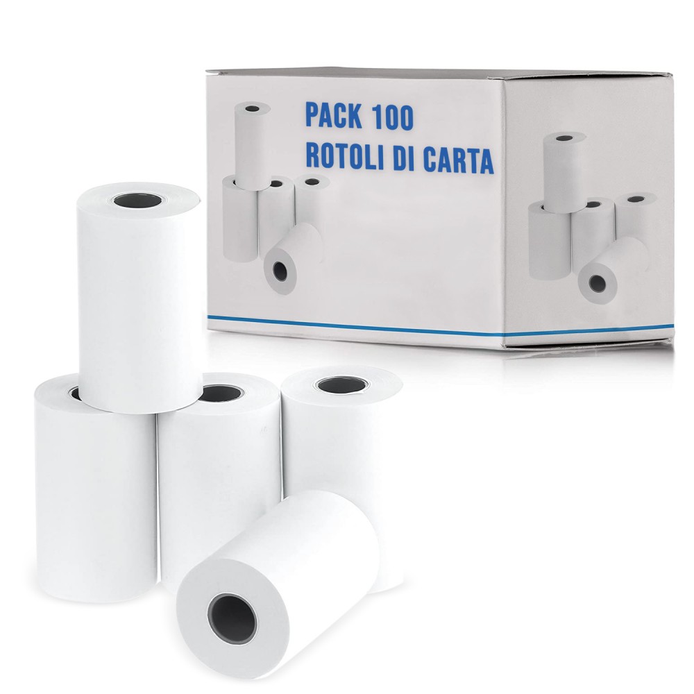 Pack 100 rotoli carta termica ONE OFFICE per Cassa 57mm x 35mt foro12mm 55gr