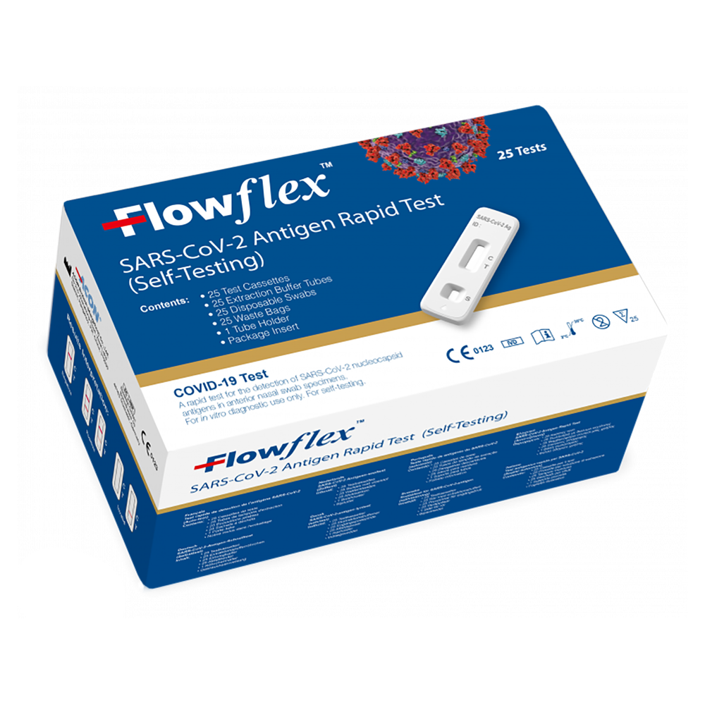 Pack 25 Flowflex sars-cov-2 test rapido antigenico kit autodiagnosi COVID-19