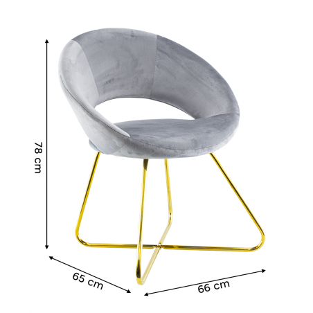 Set 2 Poltroncine Vintage GRETA 66x65x78H cm Sedie Effetto Velluto con Piedi Oro