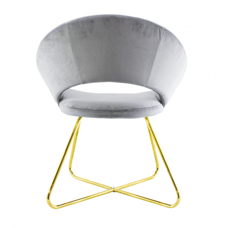 Poltroncina Vintage GRETA 66x65x78H cm Sedia Effetto Velluto con Piedi Oro