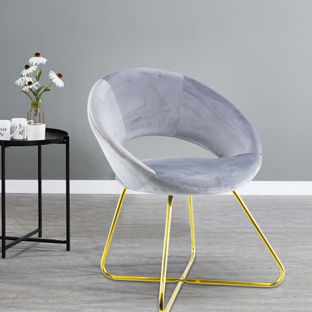 Poltroncina Vintage GRETA 66x65x78H cm Sedia Effetto Velluto con Piedi Oro