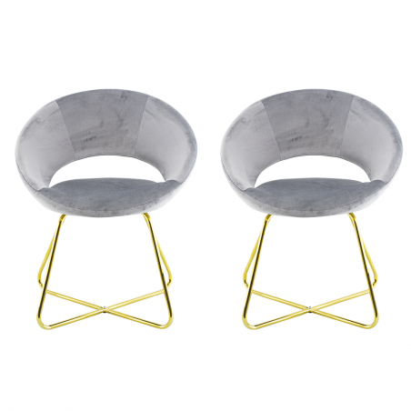 Set 2 Poltroncine Vintage GRETA 66x65x78H cm Sedie Effetto Velluto con Piedi Oro