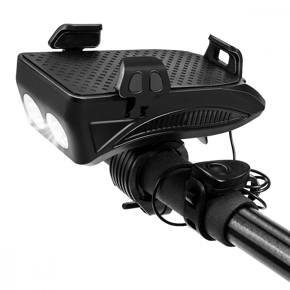 Lampada Clackson per Bicicletta 5W con Supporto per Cellulare Ricarica USB