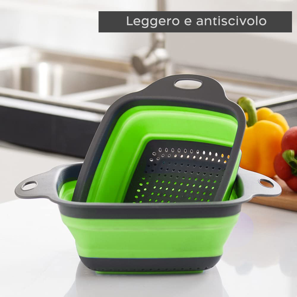 2 Scolapasta Pieghevoli Rettangolari Silicone...