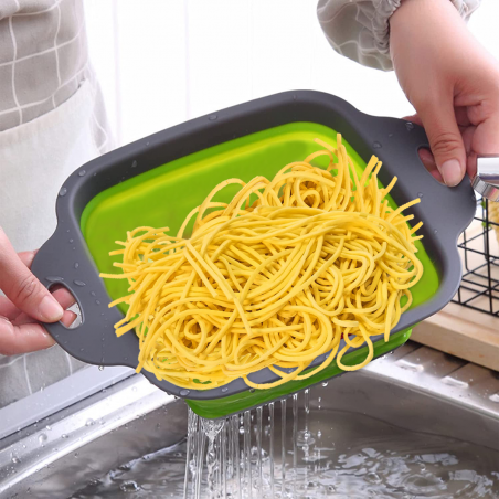 2 Scolapasta Pieghevoli Rettangolari Silicone 211501 Antiscivolo e Salvaspazio