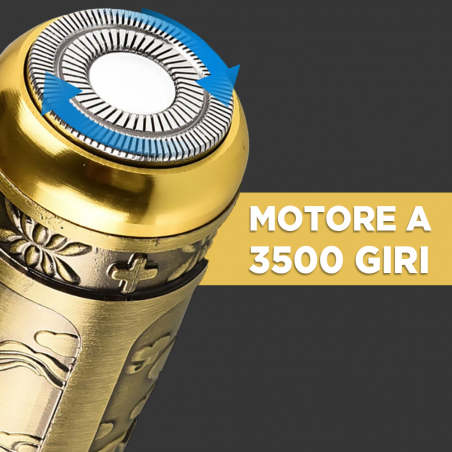 Mini Rasoio Portatile 107773 con Lame 2 Rotanti Design Vintage Ricarica USB