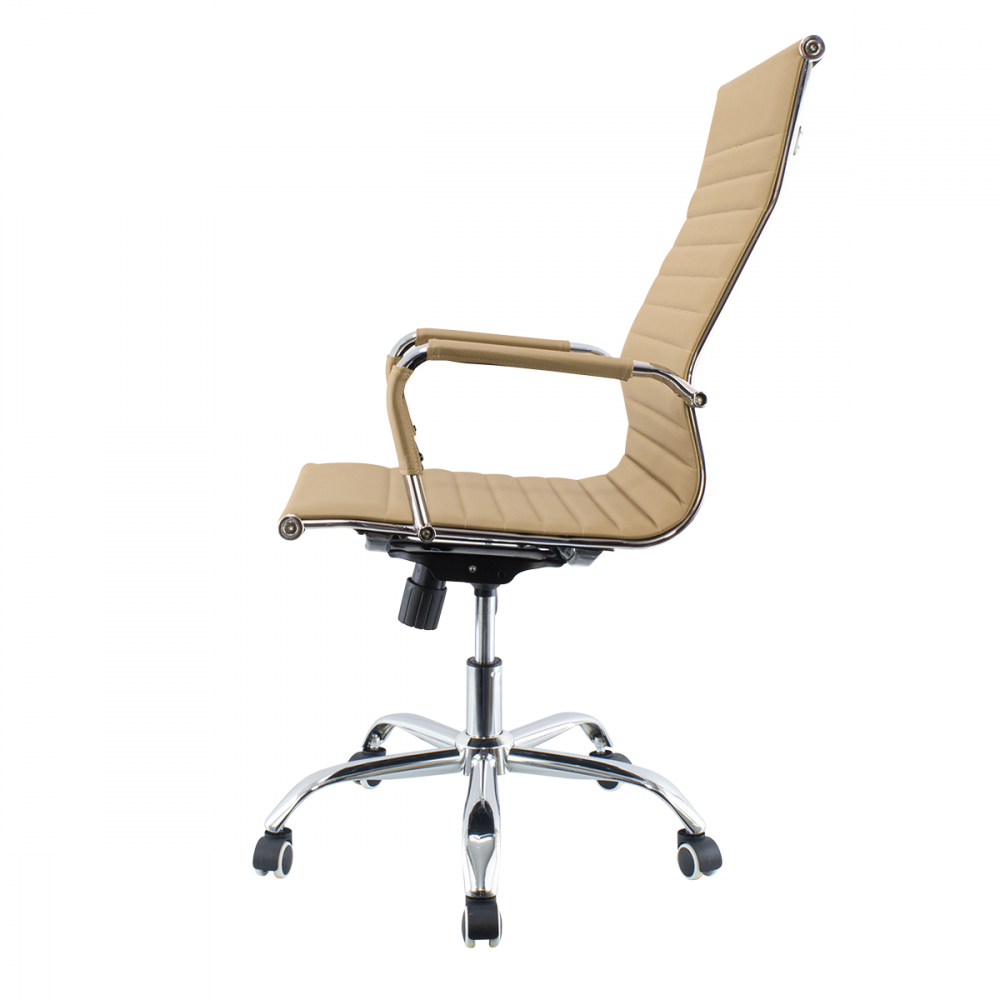 Poltrona sedia ufficio ergonomica schienale alto in ecopelle colore TORTORA